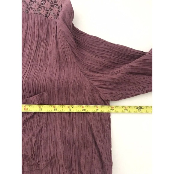 Free People | The Best Blouse Button Front Size M Purple Crochet Oversized - Picture 7 of 10